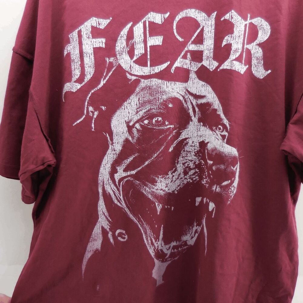 SAINT MORTA Fear Boxy Maroon Graphic Tee Oversize Reverse Stich Comfort Size M‎